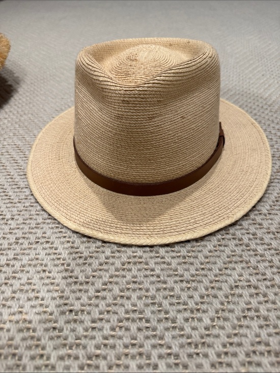 sunbody Accessories - Straw Fedora Hat with Brown Band - Natural